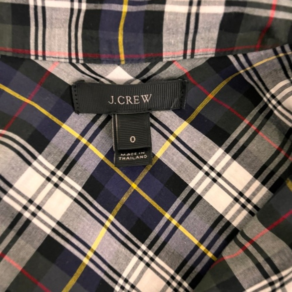 J Crew Button Up Womens 0 Perfect Shirt Cotton Tartan Plaid Preppy Academia - Picture 4 of 5